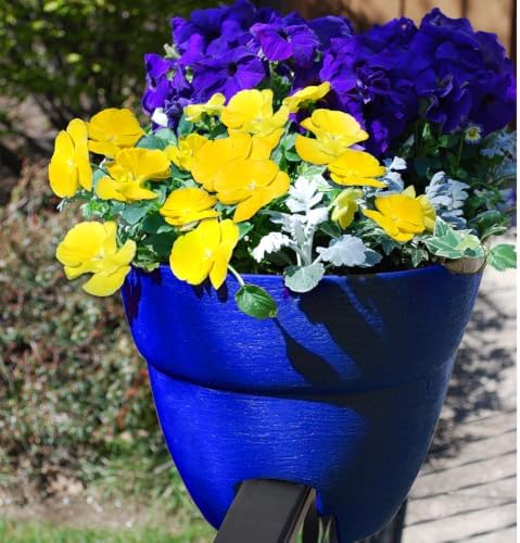 Emsco Group Bloomers Railing Planter with Drainage Holes- 24” W- Cobalt Blue - Image 3