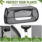 1PC Pop Up Mesh Plant Cover for Raised Bed, Foldable Garden Bed Shade Cover（45 x 22 x 18 in）- 50% Sunblock Mesh Cover with Zipper Door & 8 Stakes for Vegetables Seedlings Herbs(Black) - Image 3