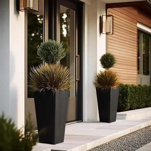 LA JOLIE MUSE Tall Outdoor Planters Set of 2, 26 Inch Large Tapered Planter - Image 4