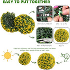 15.7 Inch Artificial Hanging Topiary Balls Set of 2, Faux Flower Balls for Garden Patio Wedding Valentine's Day Decor, Outdoor Indoor Hanging Decorations for Porch Front Door Party, Yellow - Image 4