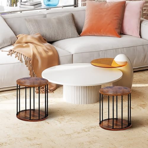 HDANI Wooden Stool Set of 2 for Adults,300lbs Load Capacity Garden Round Wood Stool,Non-Slip Small Step Stool for Plant Stand,Kitchen,Bathroom and Bedroom,Brown - Image 4