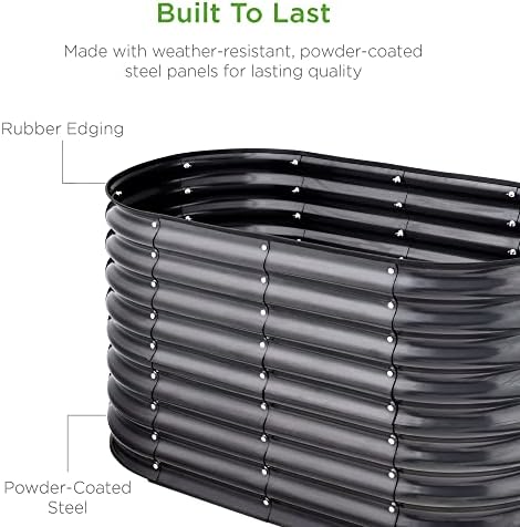 Best Choice Products 4x2x2ft Outdoor Metal Raised Garden Bed, Oval Deep Root Planter Box for Vegetables, Flowers, Herbs, and Succulents w/ 101 Gallon Capacity, Rubber Edge Guard - Charcoal - Image 5