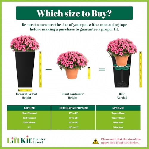 Lift Kit Planter Insert XL Tall Column Plant Riser Fill Bottom of Tall Flower Pots and XL Plant Containers | Indoor and Outdoor (20-34" Rise, 10" Base, 10" Top) - Image 5