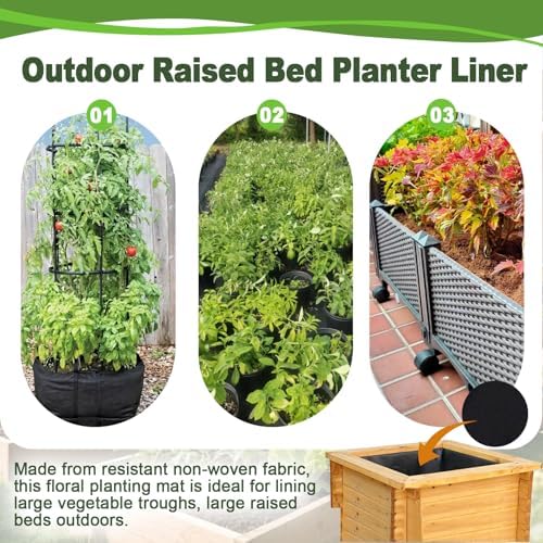 2 Pack Raised Garden Bed Liner, Raised Garden Bed Liner Non Woven, Fabric Planter Liner for Greenhouse Vegetable Gardening, Cuttable Plant Liner with Soil Containment & Water Drainage - Image 3