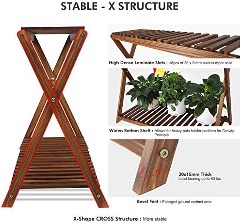 Wood Plant Stand Shelf Indoor Outdoor 2 Tier Plant Bench Corner - Image 4