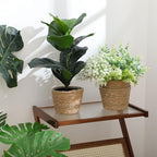 4 Pcs Straw Plant Baskets Indoor Rattan Woven Flower Baskets with Plastic Liner, Cattail Plant Planter for Indoor Outdoor Rustic Boho Home Farmhouse Floor Potted Pots Decor - Image 4