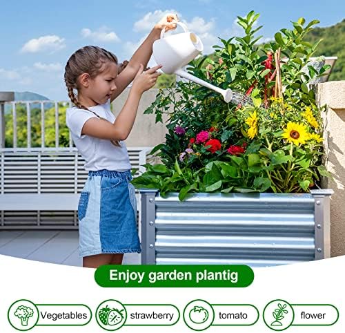 Land Guard Galvanized Raised Garden Bed with Legs, 48×24×32in Large Metal Elevated Raised Planter Box with Drainage Holes for Backyard, Patio, Balcony, 700lb Capacity - Image 5