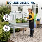 Raised Garden Bed with Cover, Galvanized Metal Elevated Planter Box with Legs, Raised Planter Box for Backyard, Patio, Balcony, 48x24x56 in, Silver - Image 6