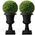 2/4 Pack 19.7 Inch Classic Pedestal Urn Planter, Lightweight PP Plastic Decorative Flower Pot for Patio Porch Wedding Indoor & Outdoor Decor Black 2 - Image 4