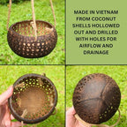 Set of 3 Hanging Orchid Pots for Small Orchids, Handmade Coconut Planters, Orchid Pots with Holes, Coconut Planters, Orchid Gifts - Image 3