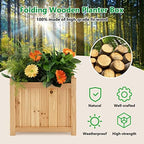 GRAFFY Raised Garden Bed, Folding Wood Planter Box w/Removable Bottom & Drainage, Indoor Outdoor Square Elevated Planter for Flower Herb Vegetable Fruit, Plant Container for Grass Lawn Patio Backyard - Image 2