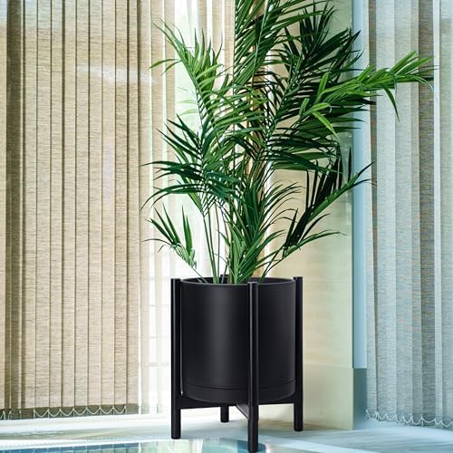 D'vine Dev Plastic Pot with Ebony Wood Stand, Black, 16 in, 55-C-Z-2 - Image 6