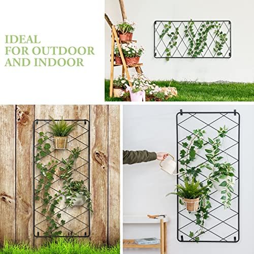 MyGift 50 x 24 Inch Wall Garden Trellis, Black Metal Climbing Plant Panel - Image 4