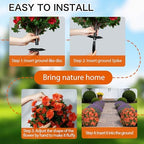 Artificial Mums for Outdoors, Faux Bushes Topiaries Outdoor Set of 2 Orange - Image 4