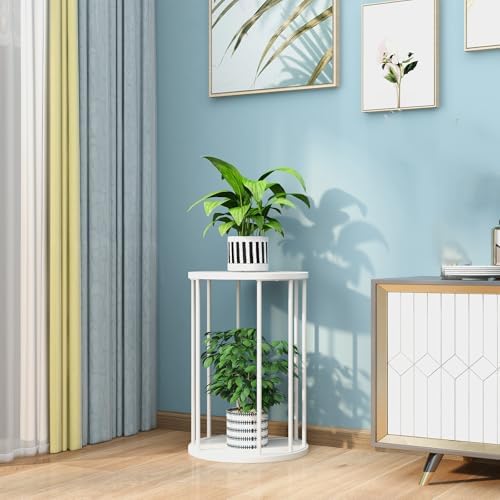 Plant Stand Indoor,small plant stool,Flower Pot Corner stand holder,Mid Century Heavy Duty Metal Tall Home Decor,Modern Round End Table,Small Rustic Display Stand for Living Room,Bedroom(White,18In) - Image 2