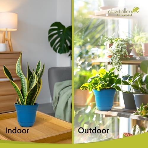 Headwind Traverse Planters – 10" 2 Pack Plastic Plant Pot in Sapphire Blue - Indoor & Outdoor Pots for Plants with Drainage - Decorative Plant Pot, Flower Pots Outdoor for Garden by Robert Allen - Image 7