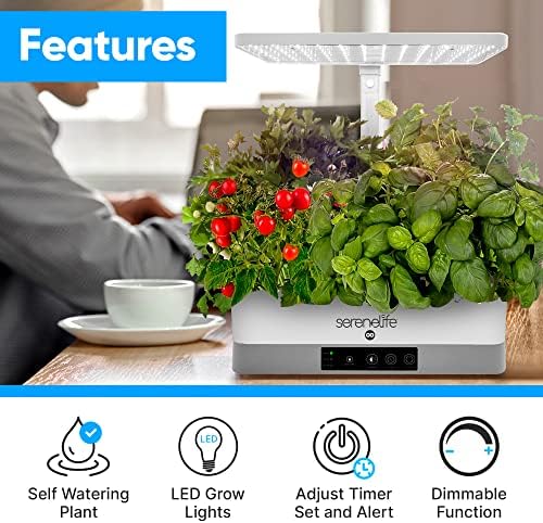 SereneLife Smart Indoor Garden - Hydroponic Herb Garden with 4000K Grow Lights Panel, Control Panel Settings, Water Stick, No Soil, Mess-Free, Height Adjustable, Grows Up to 6 Plants - Image 4