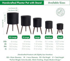 D'vine Dev Planter Pot with Wood Stand, 8 in, Distressed Black, 88-Z-A-5 - Image 3