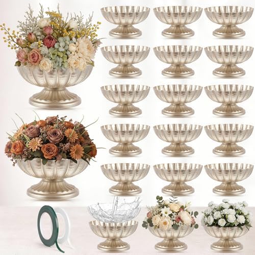 20 Pcs Metal Compote Vase, Floral Centerpiece Bowls, Silver by Unknown