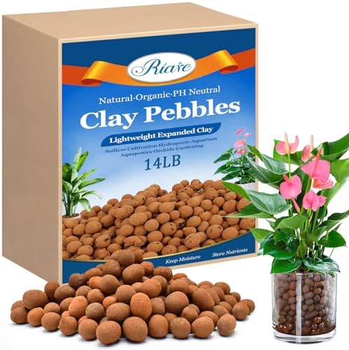 Riare 14LB Organic Leca Clay Pebbles for Plants, 4-16mm Drainage Leca Balls by Riare