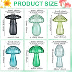 7 Pcs Glass Mushroom Vase Propagation Station with Hydroponic Plant and Artificial Fake Moss 6 Colored Plant Vase Table Centerpiece Decor for Forest Birthday Wedding Party Decoration (Green) - Image 2