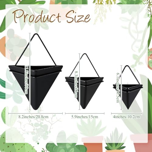 Rtteri 18 Pcs Wall Hanging Planter with Artificial Plant, Succulents, Black - Image 2