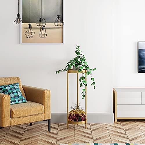 30" Plant Stand, 2 Tier Metal Flower Plants Holder with 2 Removable Display - Image 4