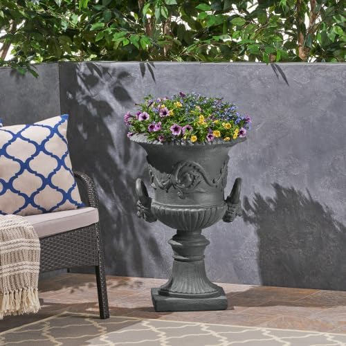 Large Urn Planter Pot, Retro Concrete Plant Container, Weatherproof Decorative Flower Pot for Outdoor Patio Courtyard Lawn Indoor Living Room Lobby Decoration by XUOXFUTZIG