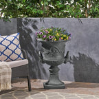 Large Urn Planter Pot, Retro Concrete Plant Container, Weatherproof Decorative Flower Pot for Outdoor Patio Courtyard Lawn Indoor Living Room Lobby Decoration by XUOXFUTZIG