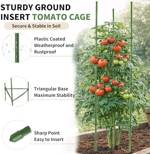 G-LEAF 6 Pack 6ft Tomato Cage for Garden Plant Support, Garden Stakes Tomato Cage, Tomato Cages Plant Stakes for Climbing Plants - Image 4
