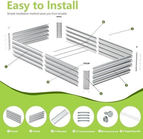 2PCS 6x3x1FT Galvanized Raised Garden Bed, Galvanized Planter Raised Garden Boxes Outdoor, Large Metal Raised Garden Beds for Vegetables-Silver - Image 4