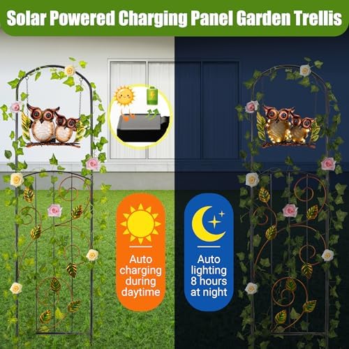 Solar Owl Garden Trellis Metal Climbing Plant Stake - Image 4