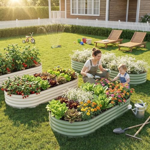 Raised Garden Bed, Large Metal Planter Box, 6x3x1ft, White, 2 Pack - Image 2
