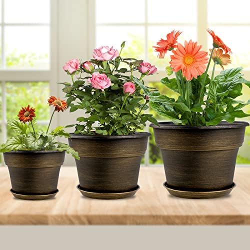 Fodetyff Planters-Plant-Pots-Indoor-Outdoor, 11 inch 4 Pack Gold - Image 2