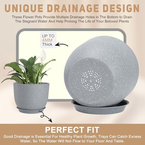 YNNICO Plant Pots 10/9/8/7.5/7 inch with Multi Mesh Drainage Holes - Image 3