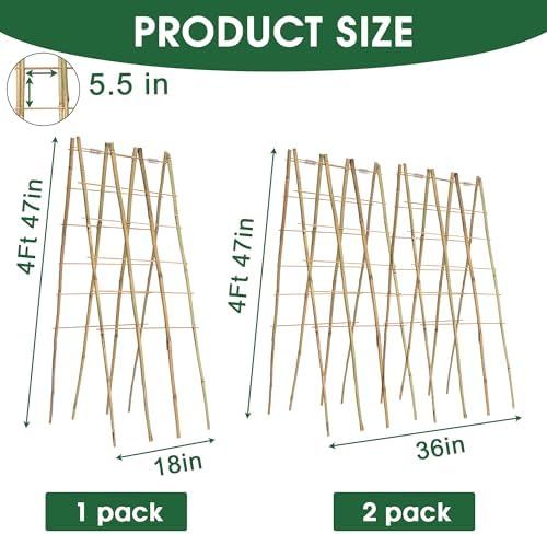 2 Pack 47''x18'' Bamboo Trellis for Climbing Plants Outdoor, Oltara A-Frame Foldable Garden Trellis for Cucumbers, Raised Beds, Tomatoes, Beans, Vegetables & Flowers Support - Image 2