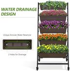 VECELO 5-Tier Vertical Garden Bed, Freestanding Elevated Raised Garden Planter with 5 Garden Planter Boxes, Lockable Caster Wheels, Drainage System, for Plants, Vegetables, Flowers, Herbs - Image 5