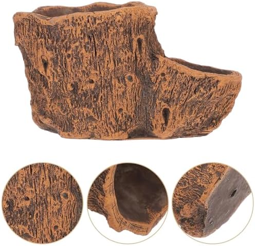 Artificial Driftwood Stump Planter, Vintage Cement Pot for Succulents - Image 7