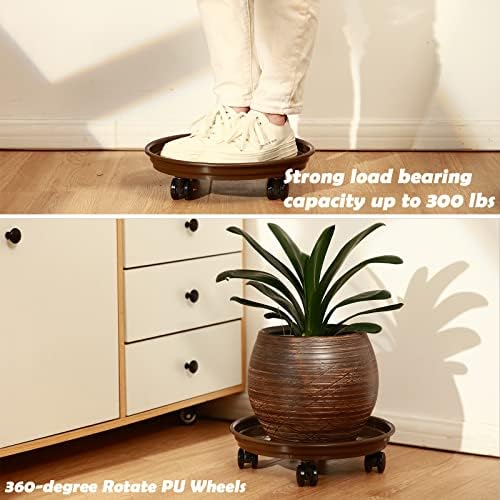 8 Packs 12 Inches Plant Caddy with PU Wheels Large Rolling Plant Stands Plastic Plant Roller Base Pot Movers Planter Saucer on Wheels Indoor Outdoor Wheeled Plant Dolly Planter Tray Coaster - Image 4