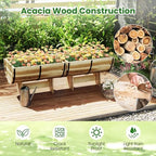 Giantex Set of 2 Half Barrel Raised Garden Bed, Acacia Wood Planter Box for Flower Vegetable Fruit, Outdoor Indoor Plant Pot with Legs for Garden Decoration, 18"x12"x11.5" - Image 2