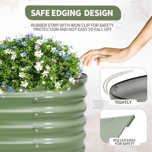 Galvanized Raised Garden Bed Outdoor- 6x2x1.4FT Planter Box, Green - Image 2