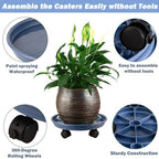 4 Packs Plastic Plant Caddy with Wheels 11.8" Plastic Rolling Plant Stands Heavy-duty Plant Dolly with Casters Indoor and Outdoor Plant Roller Base Wheels, Blue - Image 2