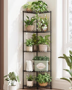 Bamworld Corner Shelf 5 Tier Corner Shelf Stand Adjustable Plant Shelf Book Display Shelf for Living Room Balcony Bedroom Patio Black by Bamworld
