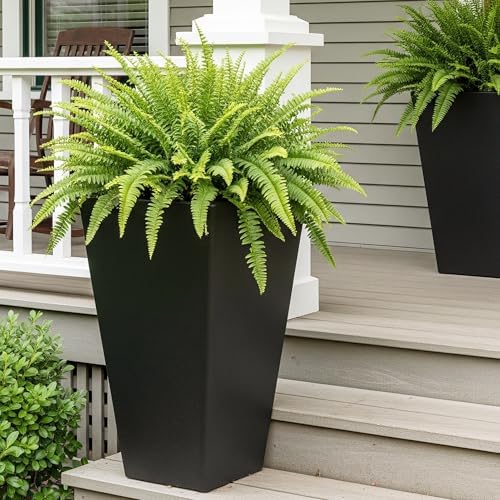 Worth 20" Tall Planters Set of 2, Black Tall Plant Pots for Indoor Outdoor - Image 2
