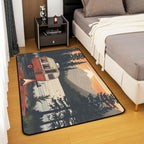 Erosebridal Sunset Rv Campfire Area Rug 6'6" x 4'11" Woodland Lake Mountains Living Room Rugs Camping Cartoon Nature Decorative Carpet Farmhouse Black Red Indoor Floor Mat - Image 3