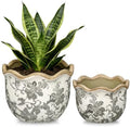 Hollyone 2 Pack Ceramic Planter Vintage Ceramic Pot 5.5 + 6.6inch Decorative Flower Plant Pot with Drainage Hole Crackle Glaze for ndoor Outdoor Tuscan Decor Home Living Room Garden Decor Blue Flower by Hollyone