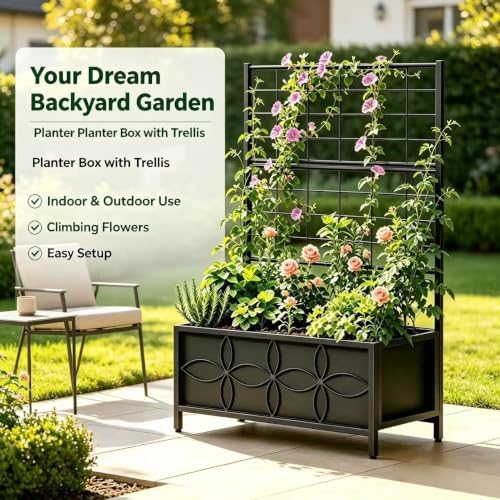 Zhongma Sturdy Raised Garden Bed with Trellis (15.75 x 35.43 x 48.8 in) for Vegetables Flower, Planter Box for Backyard Patio Balcony - Image 2