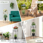 H HOMEXIN Plant Stand Indoor, 2 Tier Metal Tall Plant Stands 23.4" Multiple Plant Rack Holder, Heavy Duty Rustproof Flower Shelf Display for Apartment Corner Home Garden Patio - Image 6