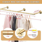 Wall Industrial Pipe Clothes Racks, DIY Floating Hanger Rustic Home Pipe Decor, Mounted Closet Storage Organizer Holder Systems, Heavy Duty Garment Rod Pole For Cloakrooms Bathroom Black Iron - Image 4