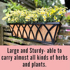 LaLaGreen Wall Planters (4 Pack, 36 Inch) Black Metal Rectangular Hanging Flower Box Window Boxes Planters with Coco Liner Rustic Flower Basket Plant Holder Deck Rail Railing Patio Large Balcony Fence - Image 5